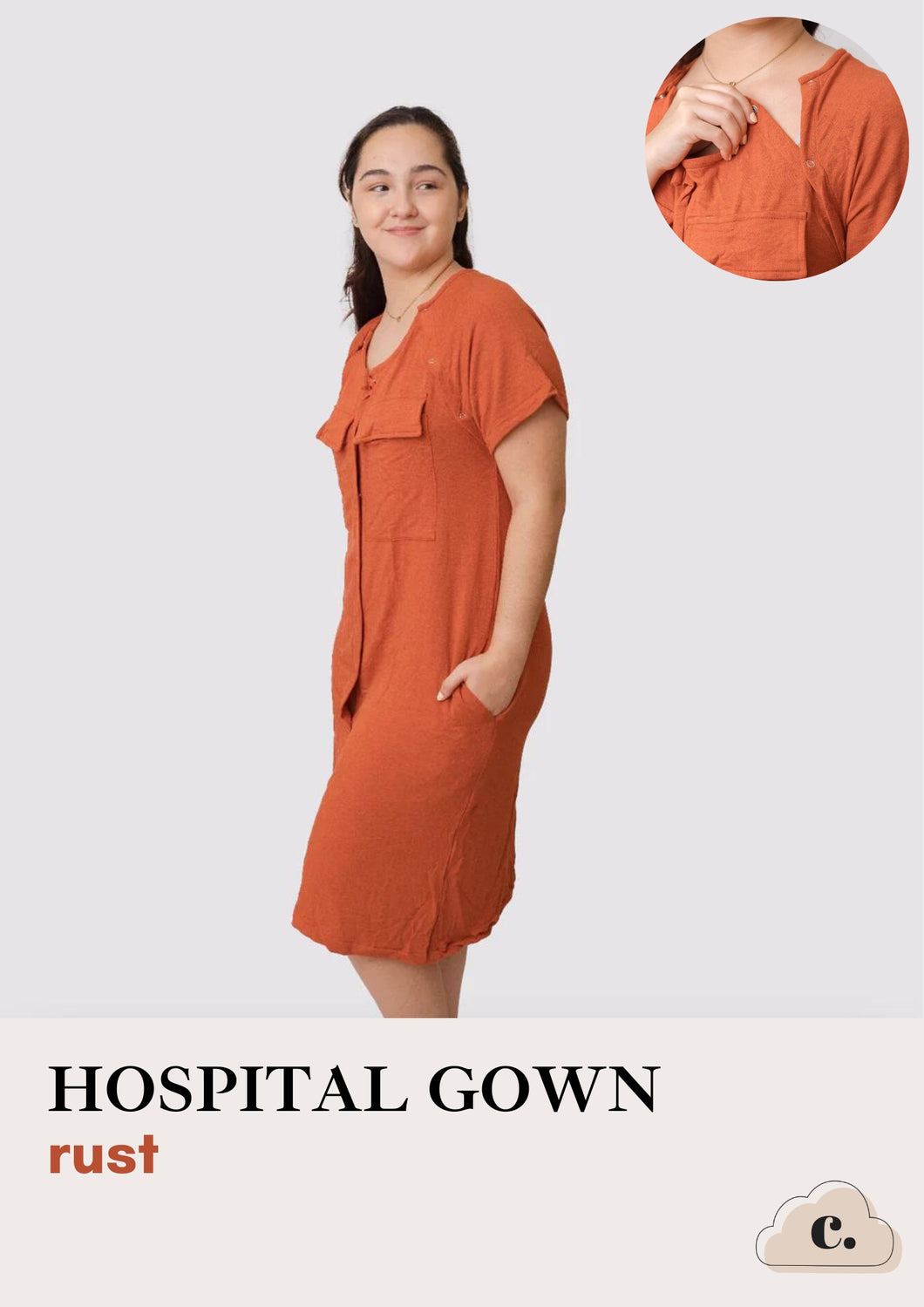 Hospital Gown - RUST