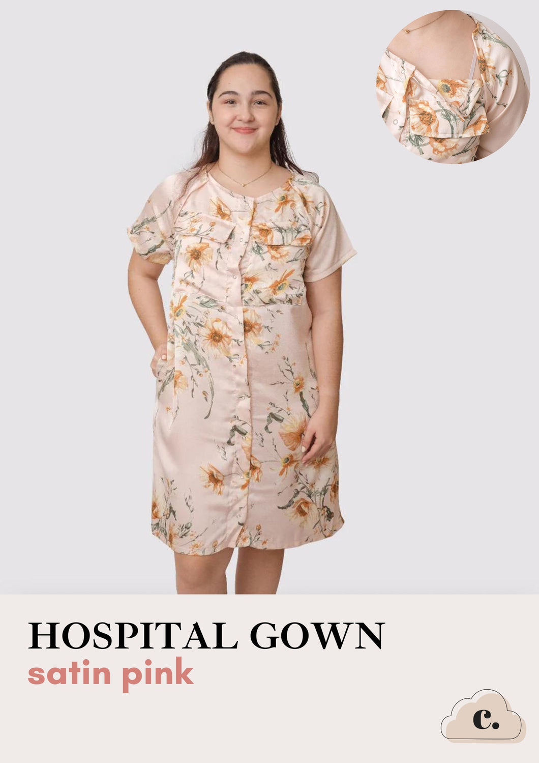 Hospital Gown - SATIN PINK