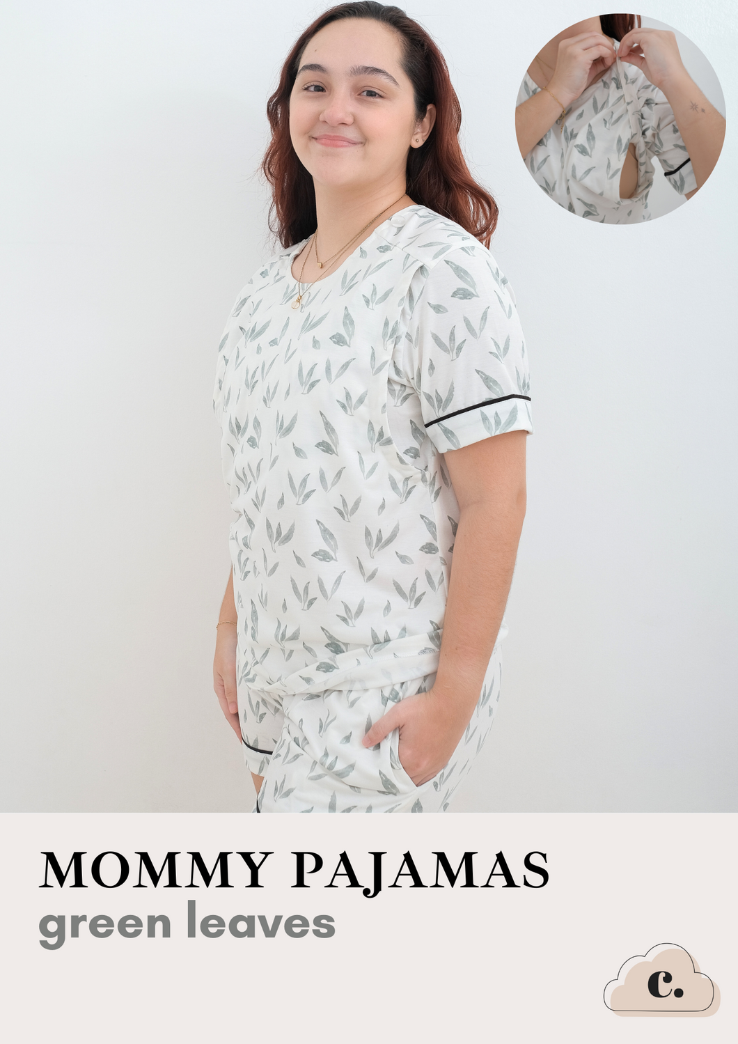 Mommy Pajamas - GREEN LEAVES