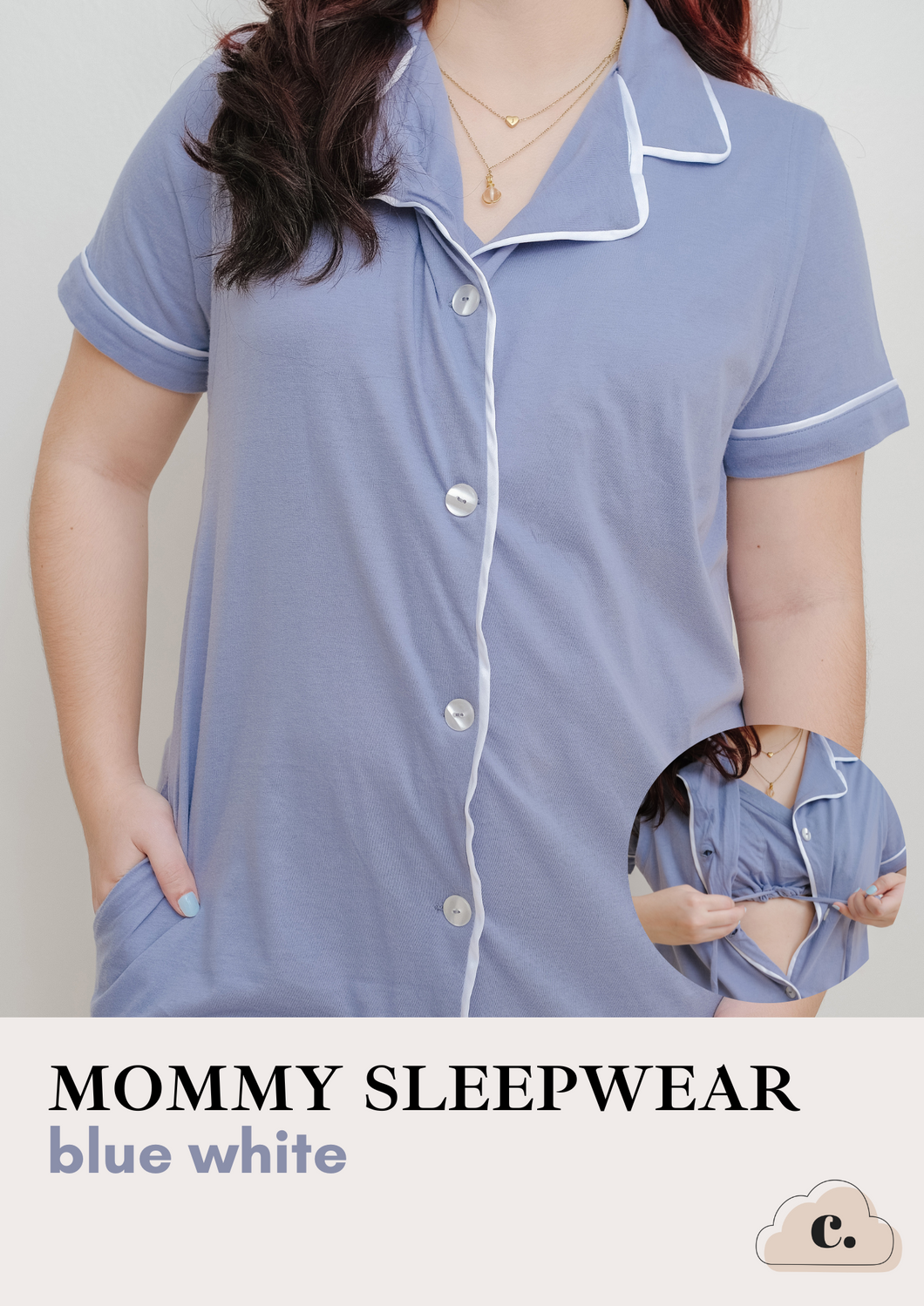 Mommy Sleepwear - BLUE WHITE