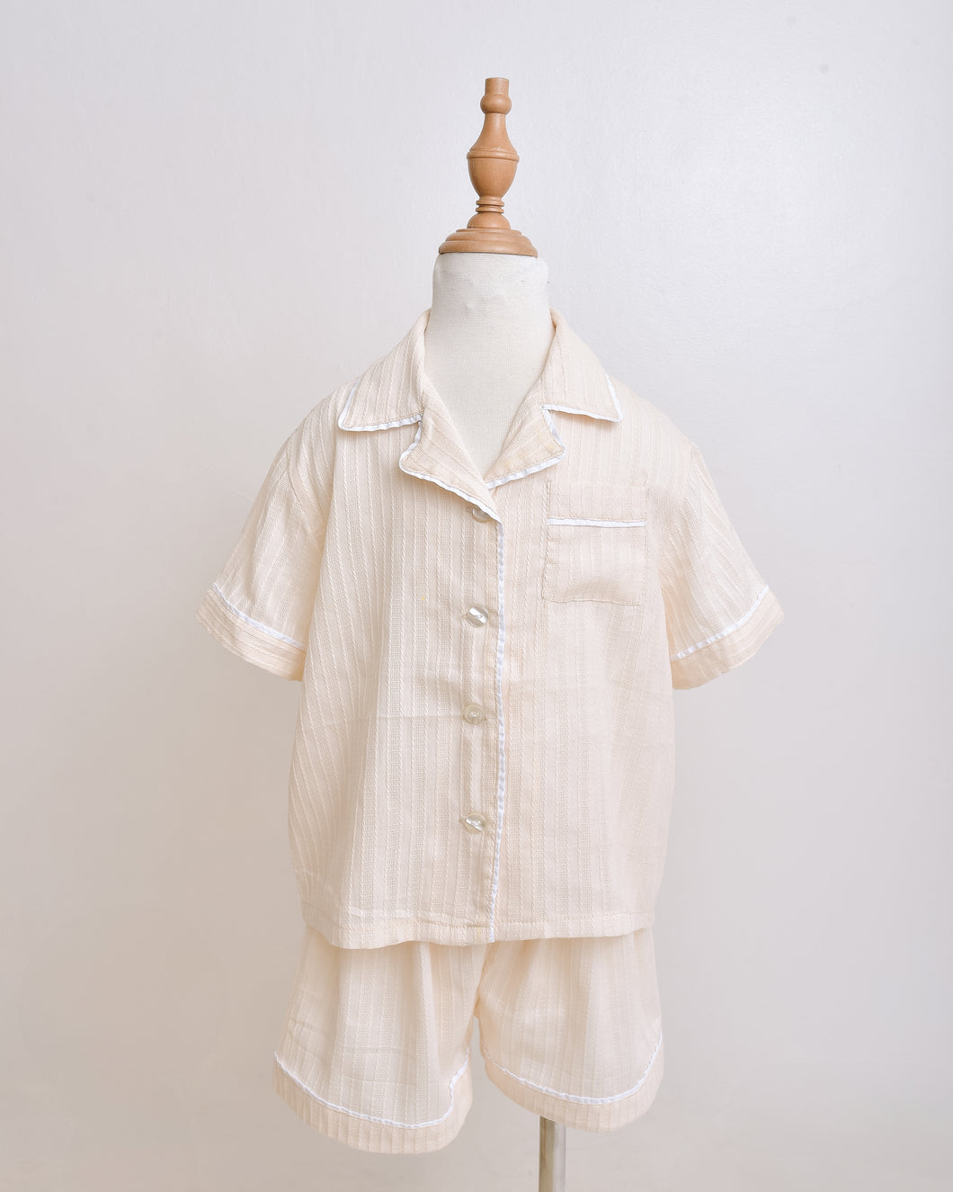 Kids Pajama Shorts - Cream Crépe