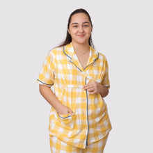 Load image into Gallery viewer, Mommy Pajamas - CHECKERED YELLOW
